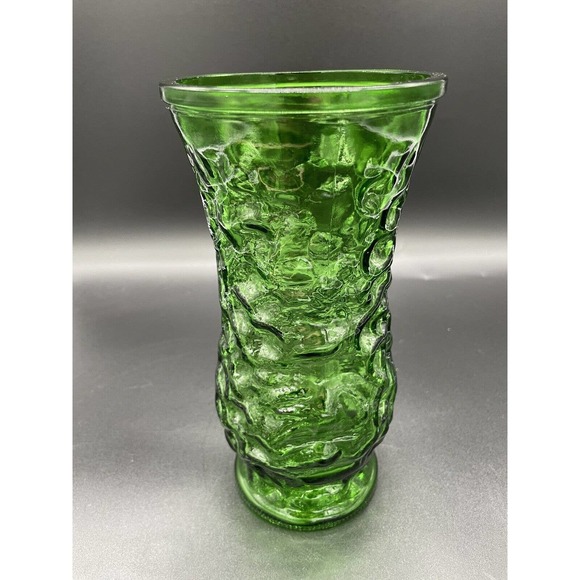 Vintage Hoosier Vase Green Crinkle Glass Vase Mid Century Modern Floral - Picture 6 of 6